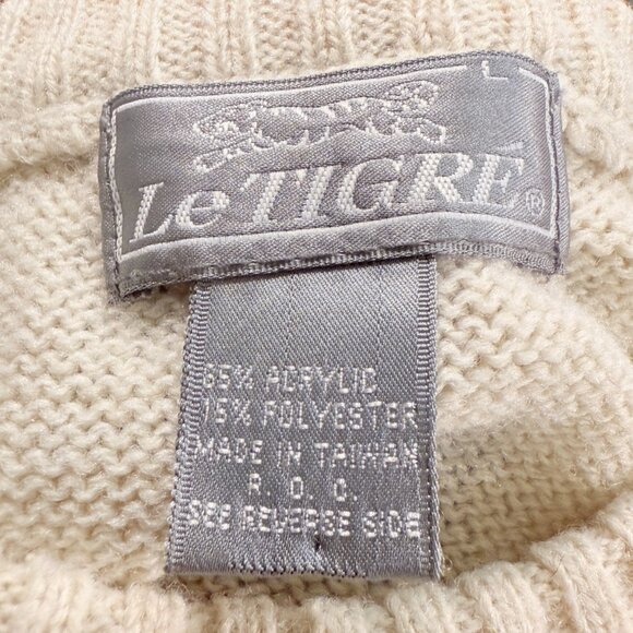 Le Tigre Mens Sweater Large Cream Brown Stripe - Picture 7 of 7